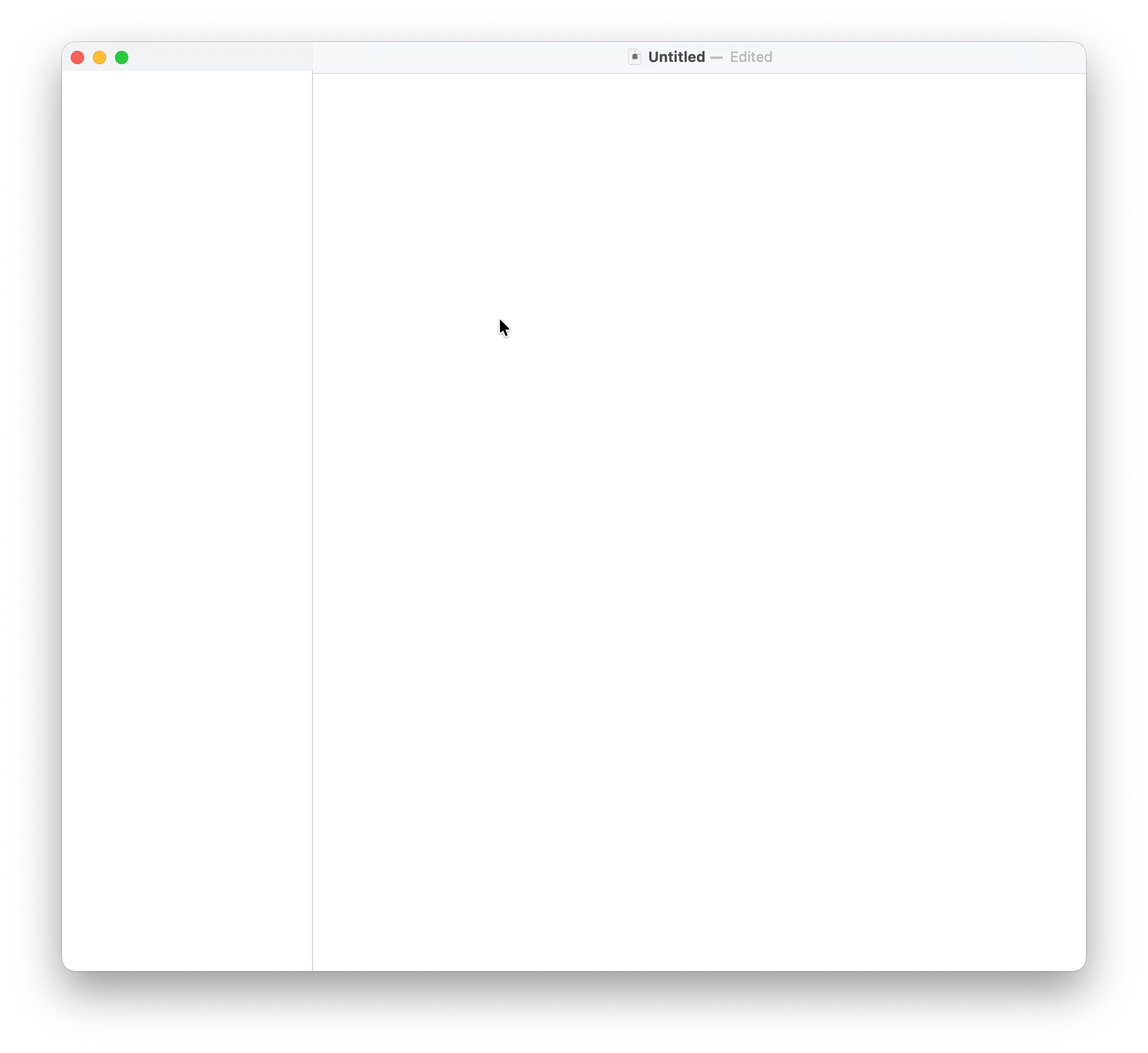Apple Configurator app screenshot showing empty sidebar where configuration actions should be