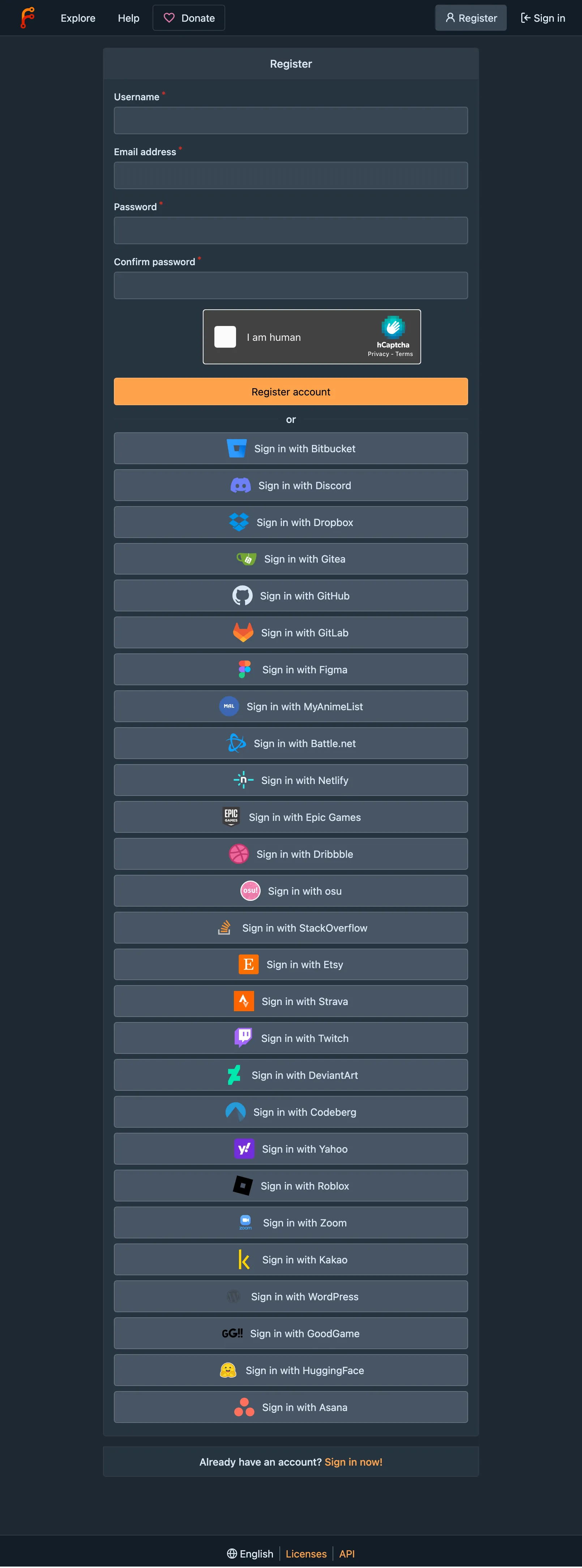 A lot of OAuth buttons on registration page