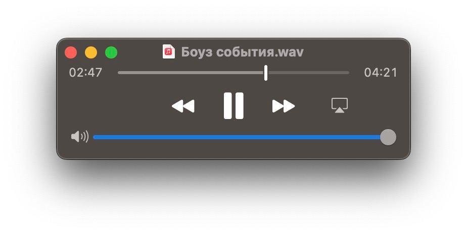 Скриншот аудиофайла "Боуз события.wav"