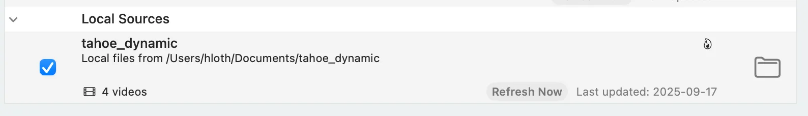 Aerial settings with "tahoe_dynamic" folder selected