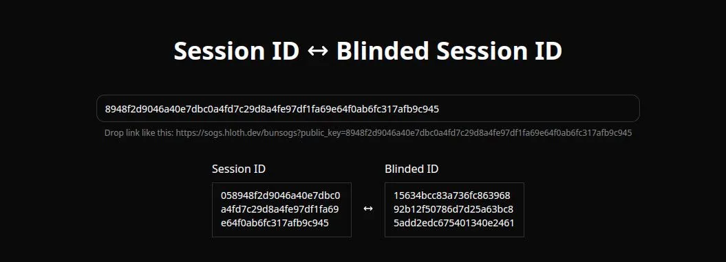 Session ID&nbsp;↔&nbsp;Blinded Session ID website screenshot