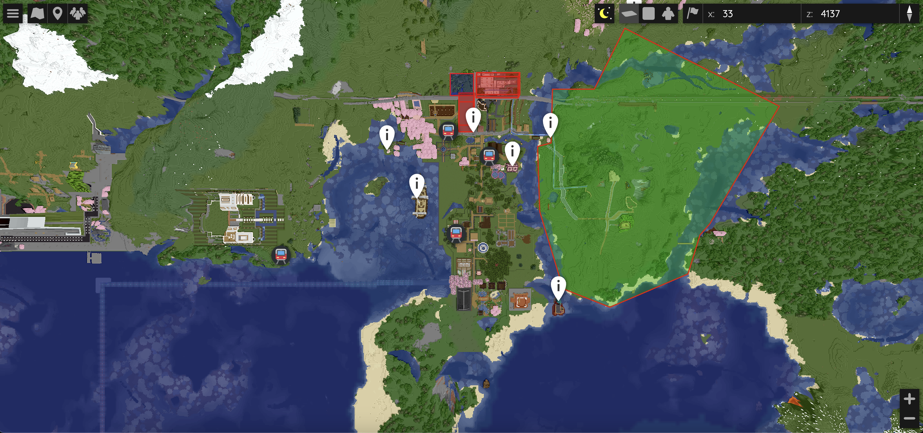 Скриншот интерактивной онлайн карты сервера Minecraft