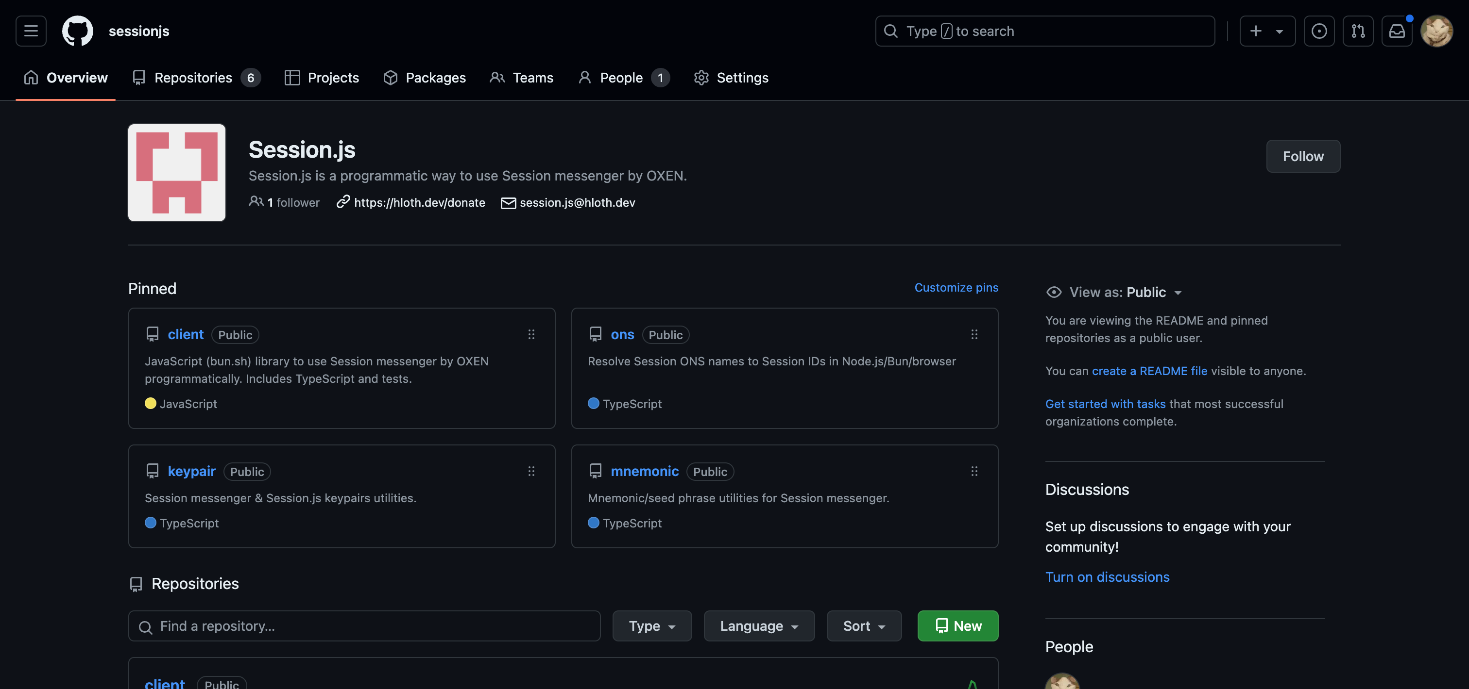 Скриншот страницы Session.js на GitHub