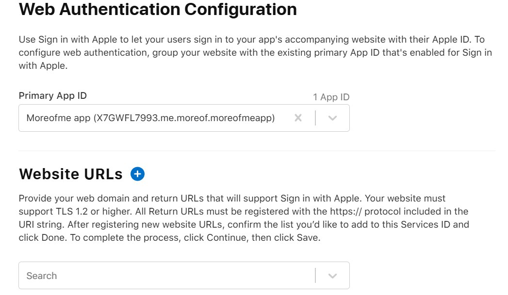 Confusing page with developer options for Apple sign-in application