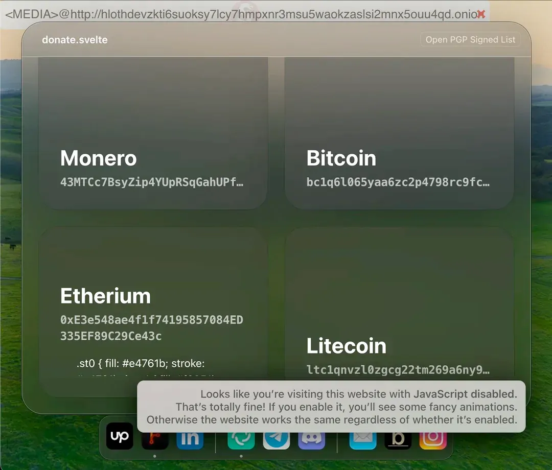 Screenshot of my website with SVG elements not rendered